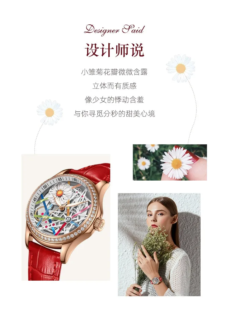 Women's Luxury Little Daisy Sapphire Crystal Diamond Luminous Watch