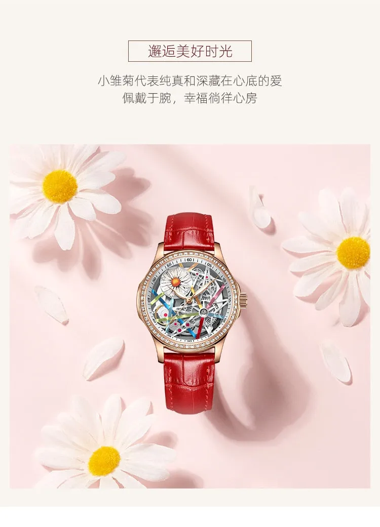 Women's Luxury Little Daisy Sapphire Crystal Diamond Luminous Watch