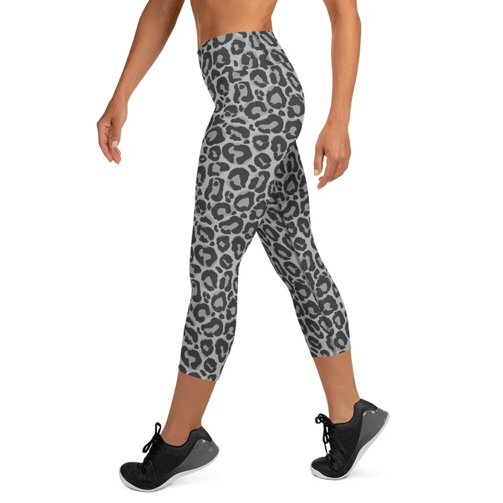 Yoga Capri Leggings Grey Leopard