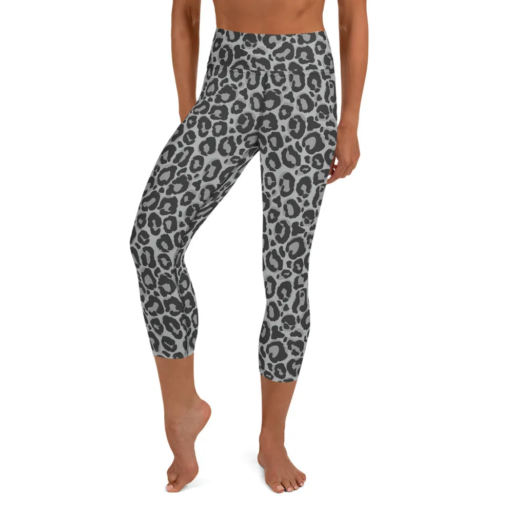 Yoga Capri Leggings Grey Leopard